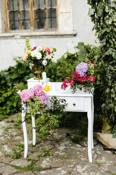 Console table with flowers