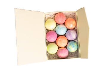 Scented bath balls isolated on white background