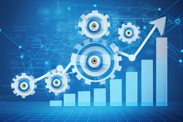 Roboter mit k&uuml;nstlicher Intelligenz vor einem steigenden Graphen. Wachsender, digitaler Business Profit und finanzieller Erfolg  - Generative Ai
