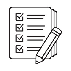 Checklist with pencil icon vector illustration. Test vector icon.