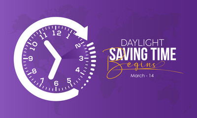 warming darkness fall concept banner design of Daylight Saving Time begins observed on March 14