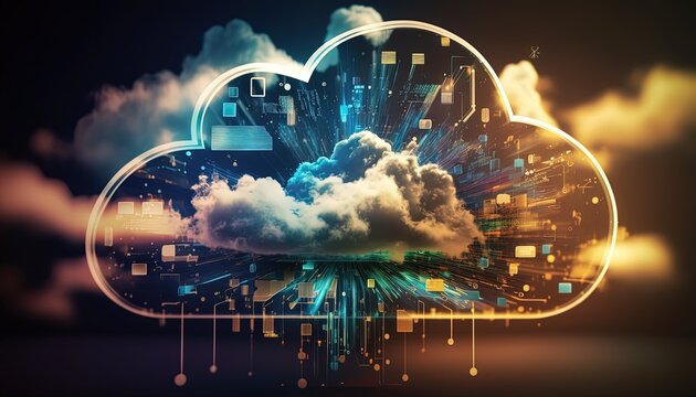 illustration concept of cloud computing service for future, data storage, computing power without direct active that could manage by user, Generative Ai
