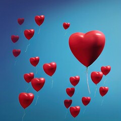 Fototapeta na wymiar red heart balloons in the sky, generative ai