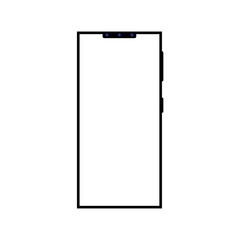 Model smartphone.Mobile phone with shadow on transparent background.Vector. Transparent screen isolated