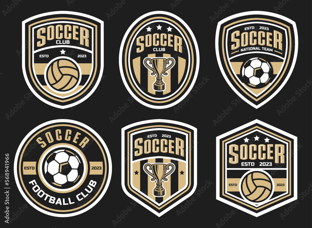 Wall mural Football and soccer college vector logo set template. Set of soccer emblems. Vector illustration set of logos on football theme