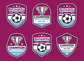 Football and soccer college vector logo set template. Set of soccer emblems. Vector illustration set of logos on football theme