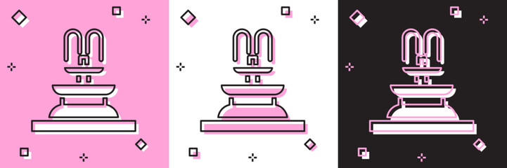 Set Fountain icon isolated on pink and white, black background. Vector