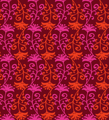 Seamless pattern with floral motifs in 3 colors