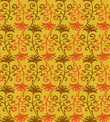 Seamless pattern with floral motifs in 3 colors