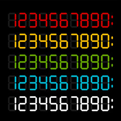 LCD numbers  for  electronic device. Vector illustration