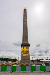 Fototapeta na wymiar Obelisk of Luxor on place de la Concorde square in Paris, France