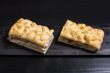 Focaccia mortadella for lunch.