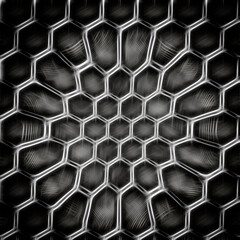 3D illustration seamless texture grid of steel hexagons
