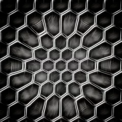 Tapeten 3D illustration seamless texture grid of steel hexagons © plus69