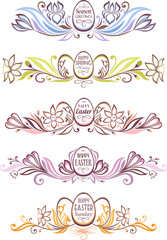 Set of easter decorative borders