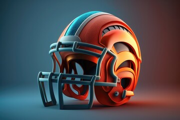 Fototapeta premium Illustration of a conceptual helmet for American football. AI generation