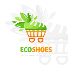 Eco shoes store logo. Vector symbol.