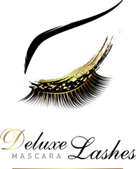 Luxury eyelashe glamour logo. Vector emblem for makeup or beauty salon, lash extensions maker.