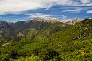 Fototapeta premium Turkey / Antalya A small village among the forested mountains