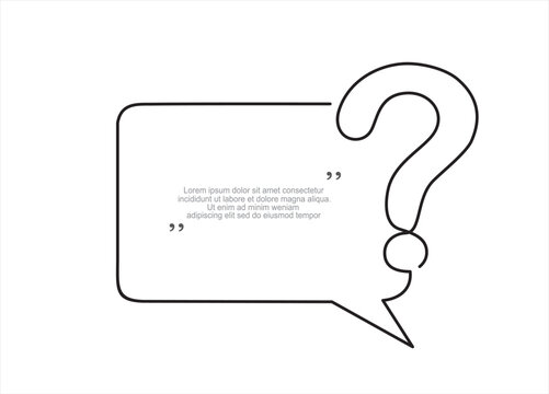 Quick tips.Continuous one line drawing of question mark and speech bubble. Trendy line art vector on a white background. Vector illustration.