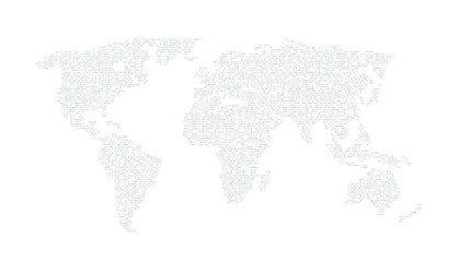 Digital grey color world map on the white background. Vector illustration.