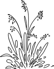 Plant grass forest icon outline, hand drawn vector. Garden drawing
