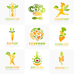 Natural food logo templates. Conceptual icon for organic products store