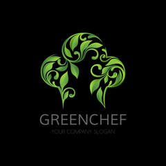 Chef hat with leaves logo