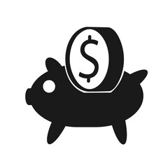 Vector illustration, piggy bank and coin icon.