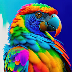 Obraz premium AI generative image of beautiful parrot portrait in abstract splash style