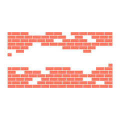 Broken brick wall. White hole in red brick wall. Flat vector illustration