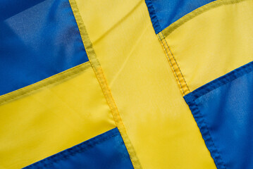 Swedish flag closeup. Countries of Europe