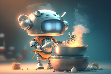 cute robot Chef Cook Cooking Concept