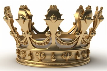 Crown of royalty in gold, isolated on white. Generative AI