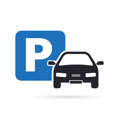 Car parking icon. Parking space and traffic sign. parking location. Isolated vector illustration.