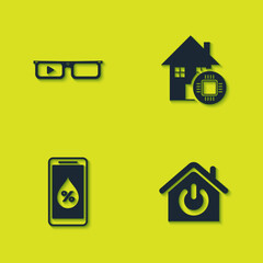 Set Smart glasses, home, Humidity for smart and icon. Vector