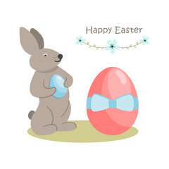 Easter bunny with eggs. Easter card. Happy easter. Easter eggs.