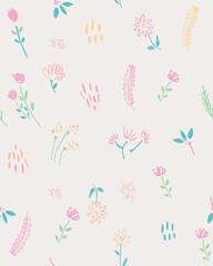 Fresh blossom floral botanic seamless pattern. Textile design.