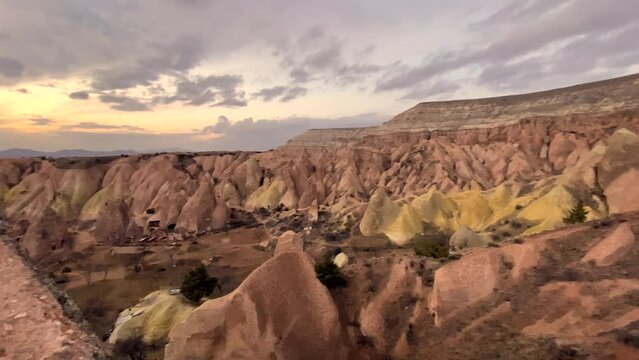 Bluetimes sunset landscape at red valley in Cappadocia, Nevsehir, Turkey