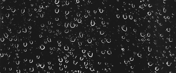 Atmospheric minimal grayscale backdrop with rain droplets on glass. Wet window with rainy drops and dirt spots closeup. Blurry minimalist monochrome background of dirty window glass with raindrops.