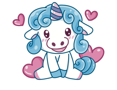 Cute pastel unicorn with heart