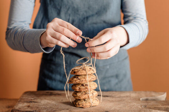 Girl Packing Homemade Cookies 