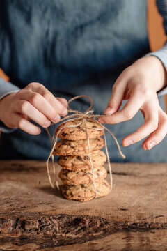 Girl Packing Homemade Cookies 