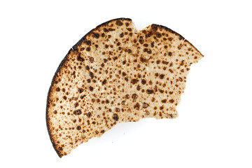 Matzah Shmurah. Jewish traditional Passover bread. Pesach celebration symbol. Closeup