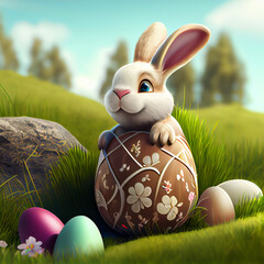 Easter Bunny inside the egg