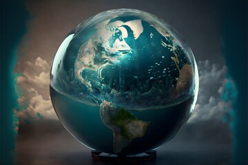 Earth globe hologram - international earth day. Generative AI.