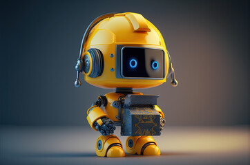 Fototapeta premium illustration of the cute little robot