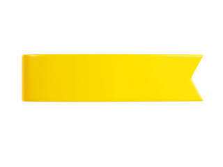 Yellow ribbon banner 3d render illustration - simple text tag or label for sale and promotion message.