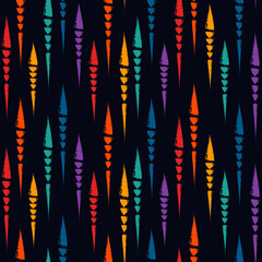 Hand drawn arrows pattern. Paint brush linear ornament. Ethnic backdrop. Tribal motif. Modern wallpaper. Ancient mosaic. Digital paper. Web design. Textile print. Seamless abstract.