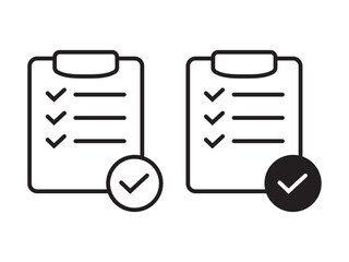 List confirmation icon in line style. Confirm list, check list, approve form icon. Stock vector illustration.